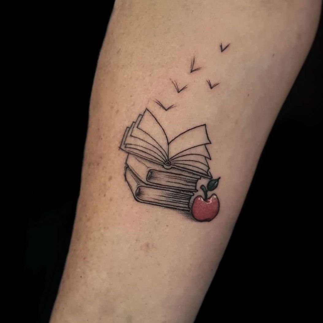 Teacher tattoo an apple heart infinity with inspire because every step  you take you will inspire someone  Teacher tattoos Tattoos Teaching  tattoos