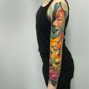 B L O O M I N G  F L E S H3 days in row#tattoo #tattooed #sleeve #japanese #realistic #colorful #mask #flower #snake #tattooedgirl #threedaysinrow #color