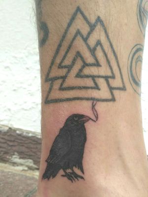 Smoking crow tattoo #smoking #crow #tattoo #crowtattoo #smokingcrow