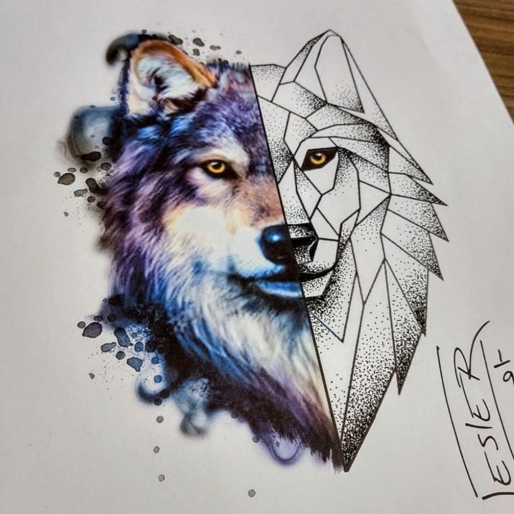 Aggregate more than 76 geometric wolf sketch best  seveneduvn