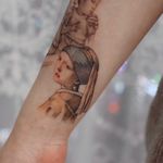 Girl with a pearl earring tattoo by Grey Un #GreyUn #fineart #painting #girlwithapearlearring #pearl #ladyhead #portrait