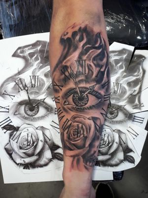 #eye #fire #rose #flower #tattoo #tattooist #blackandgreytattoo 