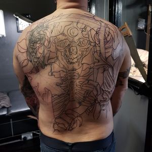 More to this back piece I started #GrimReaperTattoo #grimm #linework #backpiece #back #massive 