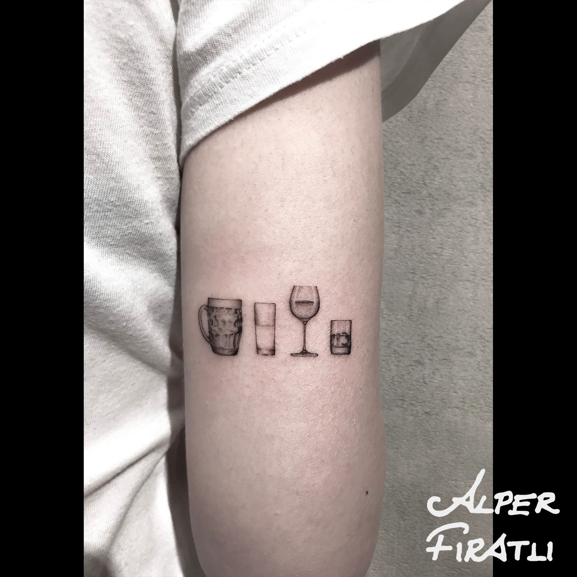 Glass of beer and a ship tattoo  Tattoogridnet