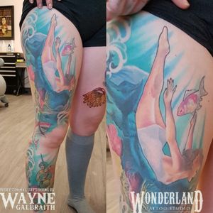 Fun mermaid tattoo project I've been working on for the past 2 years#colortattoo #mermaidtattoo #mermaid #wonderlandkitchener #wonderlandstudioskw www.wonderlandstudioskw.com 