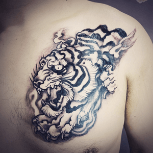 chest tattoo done #tiger#tigertattoo#melbournetattoo 