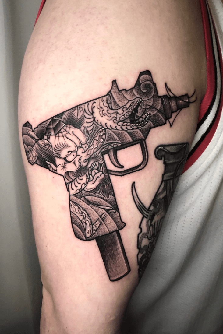 Gun Tattoo  Side Piece Design by AlishaArt on DeviantArt