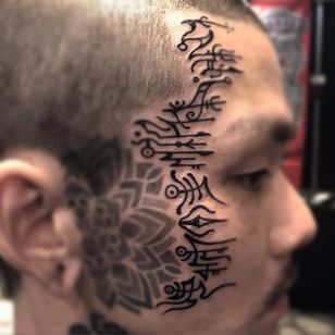 Tattoo by Jondix #Jondix # Face Tattoos #Face Tattoo #head tattoo #head tattoo #jobstoppers #blackwork #shapes #ornamental #linework #sigile