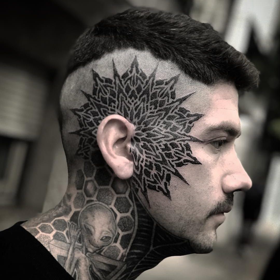 Geometric Face Tattoo Idea