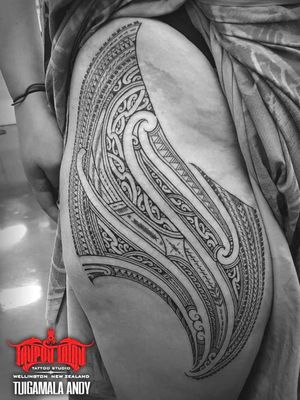 #Samoan #Maori #Kirituhi thigh piece. #femaletattoo #Polynesian #freehand #samoantattooartist #newzealandtattooist