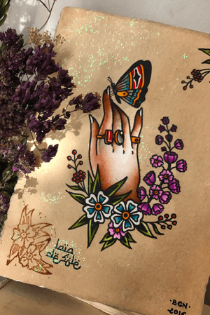 Spring hand #traditional #tattooflash #Flash #painting #barcelona 