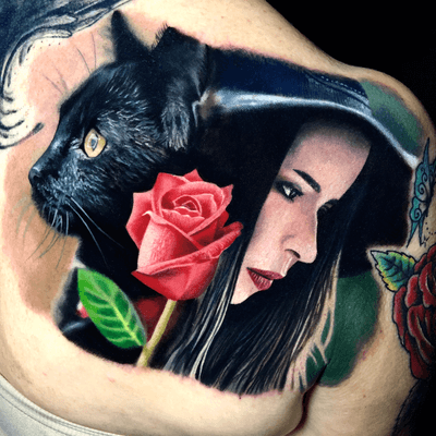 finalizado hoje, 13h de trabalho. feito usando @tattooloverscare @intenzetattooink @cheyenne_brasil @cheyenne_tattooequipment #witch #cat #blackcat #rose #flowers #tattoo #ink #cheyenne_tattooequipment #intenzepride #tattooloverscare #cheyenne_brasil #sullenclothing