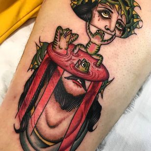 Tattoo by Gianmarco Celli #GianmarcoCelli #app #appartists #besttattoos #awesometattoos #tattoosforgirls #tattoosformen #cooltattoos #color #traditional #jesus #frogs #blood