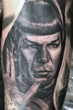 "Live long and prosper" Spock. #StarTrek #StarTrekTattoo #mrspock #Spock #spocktattoo #realistic #realism #portraittattoo #Vulcan 