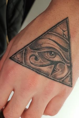 Almost healed eye of Horus tattoo. #healedtattoo #blackandgreytattoo 