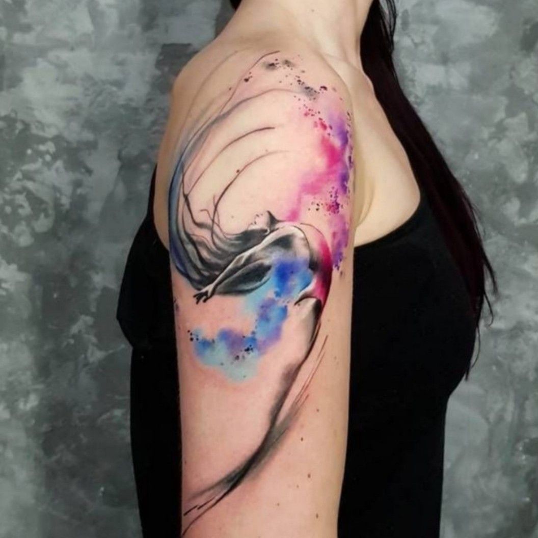 Watercolor Mermaid tattoo women at theYoucom