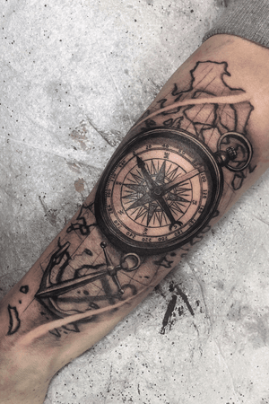 Compass & Map & Anchor  Black & Gray