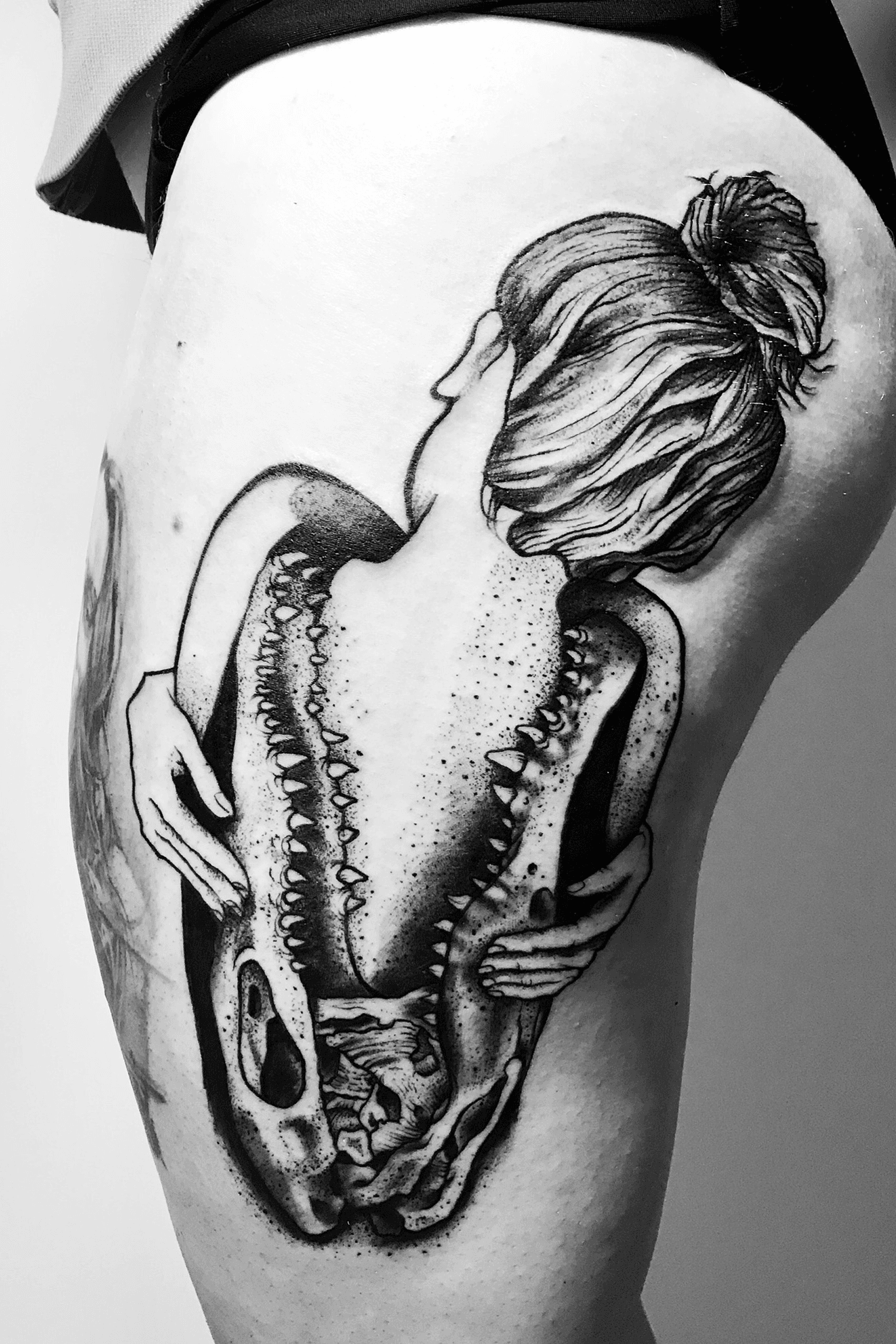 Alligator Skull Dotwork Tattoo  Tattooed Now 