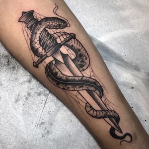 snake & knife Blackwork