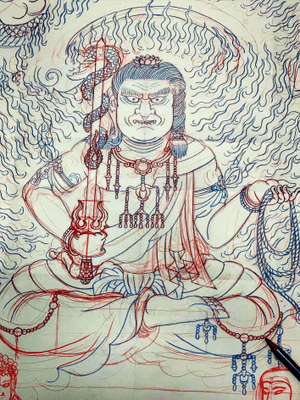 in progress Fudo Myoo. Fudo is one of the Myoo from Mikkyo, when Dainichi Nyorai( the truth of the universe into a Buddha's shape) educated people, Dainichi Nyorai can not educate in usual form, so Dainichi appeare with anger form(Fudo). Fudo living in a Kashou Zamai, burning injuries and various injuries inside and outside, destroy all devils and enemies, guard the examinees, and fulfill the Bosatsu. 不動明王 #kurosumitattooink @kurosumitattooink ・ ・ APPOINTMENT VIA E-MAIL kensho@japantattoo.net ・ ・ ・ ・ ・ ・ #drawing #tattoodrawing #tebori #handpoke #irezumi #horimono #wabori #japantattoo #japanesetattoo #japaneseirezumi #traditionaltattoo #ink #inked #tattooflash #tattooart #tattoolife #tattooideas #tattoostyle #tattooculture #tattoosketch #fudomyoo #ドローイング #刺青 #タトゥー #irezumi_sketches #irezumicollective