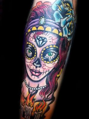 Day of the dead#santemuerte#dayofthedead#neotraditional#colortattoo#diadelosmuertos