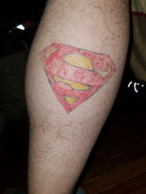 Tattoo#3 #rightcalf#SupermanWant to turn this into a calf sleeve with a bunch of different DC superheroes