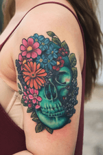 Skull and wildflowers 