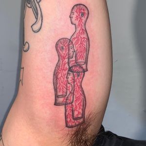 Tattoo by Mick Hee #MickHee #uniquetattoos #unique #different #special #besttattoos #portrait #body #linework #illustrative #redink