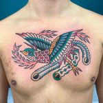 Tattoo by Sayr135 #Sayr135 #uniquetattoos #unique #different #special #besttattoos #chesttattoo #bird #feathers #peacock