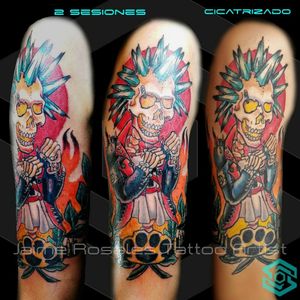 [TATTOO]"Esqueleto Punk"Estilo Neo tradicionalFull colorDiseño Propio y personalizadoFB/INST: @jaime.sxe#SkylineStudio #Tattoo #CreateYourself