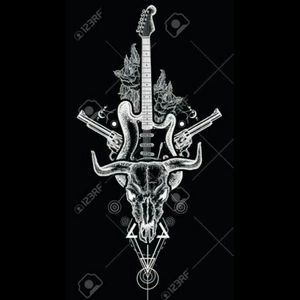 metal <3 rock guitar revolvers skull of bull roses