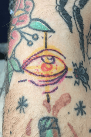 Everything starts somewhere  #solidink #meekBtattoos #sandiego #california #trad #traditional #traditionaltattoo #color #BoldTattoos #life ##hivecaps #fkirons #neotraditional #neotraditionaltattoo #allseeingeye #freehand #eye #wip