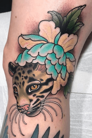 Clouded leopard and peony by Clare Hampshire at Hot Copper, Melbourne Australia