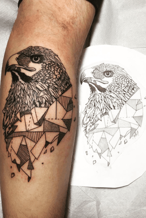 Tattoo uploaded by Il Cervo Bianco Tattoo Shop • #eagle #geometric #Black  #legtattoo #italy #italian #Padova #piovedisacco • Tattoodo