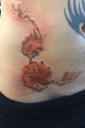 Watercolour flower cover up for a ex’s name :x