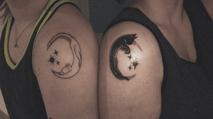 Matching tattoo with my girlfriend #matchingtattoo #cats #cat #arm #bicep