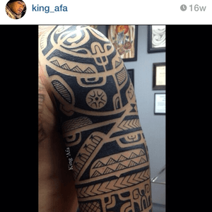 Polynesian sleeve Tattoo of Marquesas style, similar art as the The Rock tattoo 