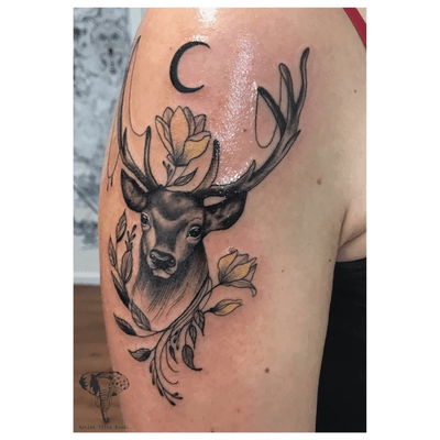 ✨vision✨ #deer #tattooartist #animal #fineline #realism #moon 