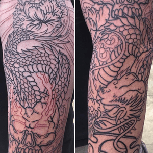 Some fun linework for a full dragon sleeve. 
