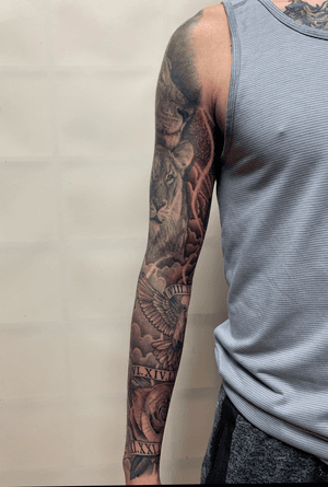 Just finish this black and grey tattoo sleeve