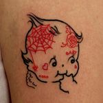 Tattoo by Rat666tat #Rat666tat #Awesometattoos #besttattoos #tattoodoapp #appartists #trendingtattoos #toptattoos #tattoodoappartists #kewpie #tattooedtattoo #heart #spiderweb #rose #baby #cute
