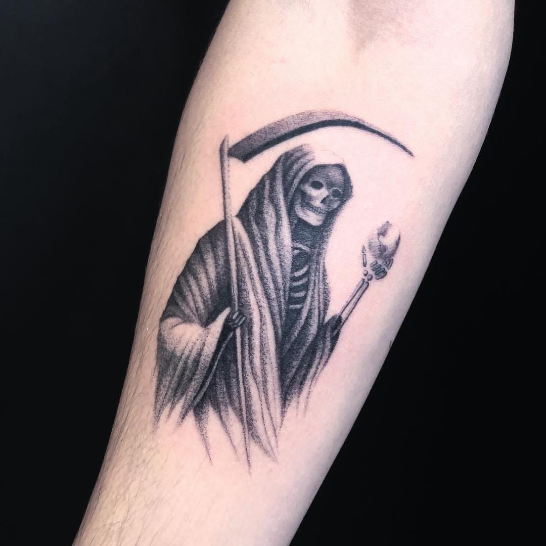 Female grim reaper by  Sugar Skull Tattoo Studio Glasgow  Facebook