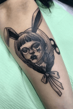Tattoo by Krystal / #bunny#rabbit#bunnygirl#girltattoo#neotraditional#newschool
