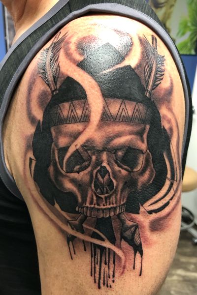 Spade skull arrow mash up #tattoos #inked #tattooed #tattoolife #inkedup #inklife #instaart #tattoodesign #sleevetattoo #inkedlife #drawing #tattooist #inkaddict #travelingartist #colortattoo #tattooed #knoxville #knoxvilletattoo #knoxvilletattooer #peakneedles #quartzcartridges #blackandgrey #yckth #knoxtatts #xionstealth #mythicalcrew #tatted4life80 #skulltattoo #skull #spade #arrow 