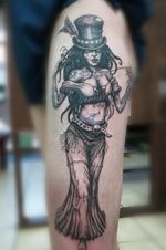 First session done on this voodoo lady designed and inKed by K #tattoo #ink #tatttoos #worldfamousink #eikondevice #greenmonster #tattooaddictsouthafrica #gunwax #thelightningstation #tam #tattoodo #blackandgreytattoo #lady #voodoolady #pinuptattoo #pinupgirl 