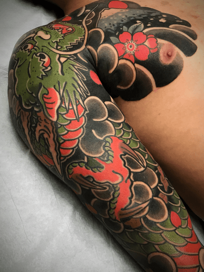 Dragon. Done @oldsalttattoostudio #japanesetattoo #japanesestyle #tattoo #japaneseink #nctattooers #dragon