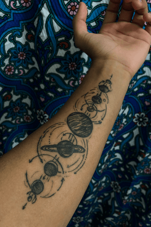 i have a thing for space and astronomy so i chose the solar system to be my first tattoo. 