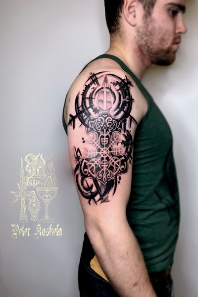 viking tribal chest tattoos