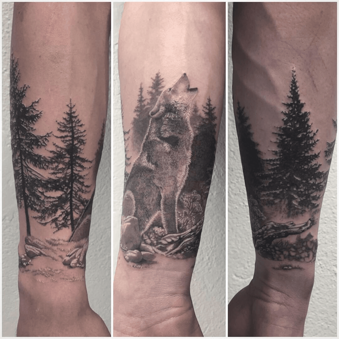 Forest custom tattoo Done by rolandoink    tattoo tattoos  tattooideas colorful ink inked tattoolove inkedup tattoowork  tattooideas tattooart forest arm wolf wolftattoo moon limassol   Scandalo Anexartisias  Accessories 