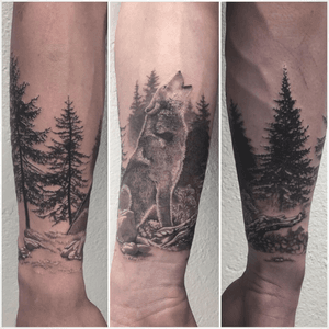 #photooftheday #tattoo #tatouage #wolf #wolftattoo #forest #foresttattoo #realistic #realistictattoo #blackandgrey #blackandgreytattoo #blackandwhite #blackandwhitetattoo